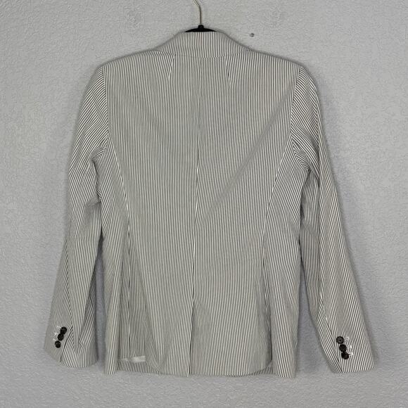 J. Crew Parke Blazer Stretch Seersucker Stripe Gray White Size 6 - Picture 3 of 5